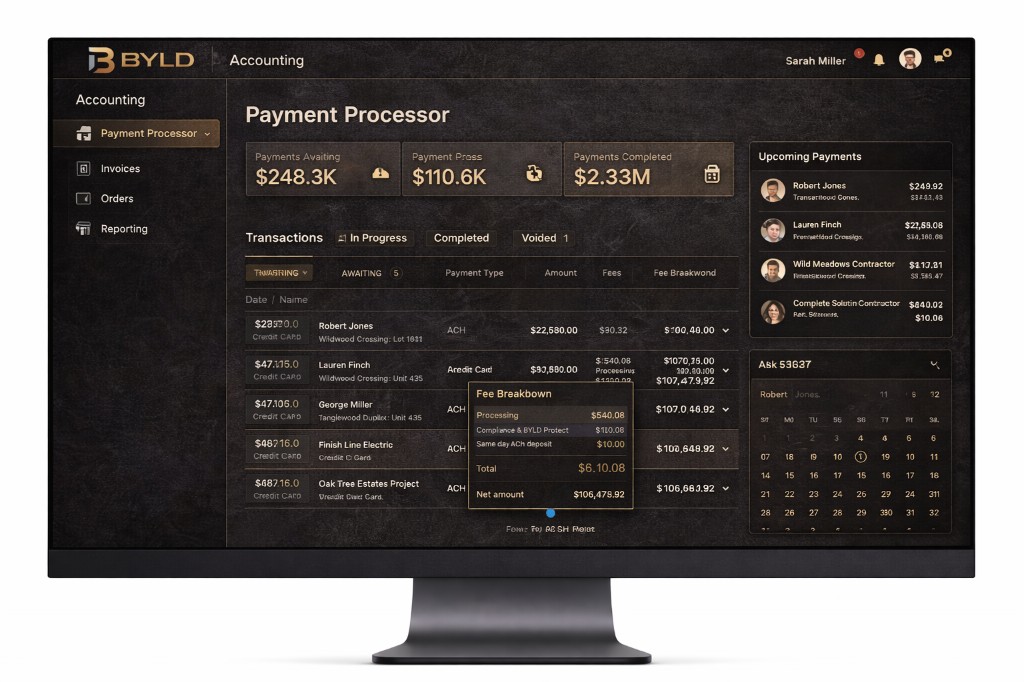 BYLD Accounting — payment processor with transaction tracking